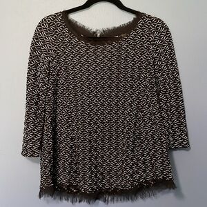 Anthropologie 9-H15 Stcl NWOT Black/ White Textured Fringe Blouse Size Small